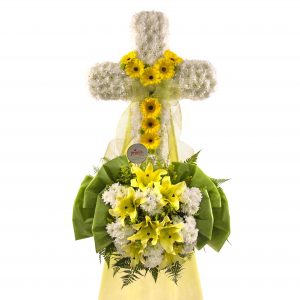 Condolence Cross Wreath – God Enfolds Speedy Condolence Flower Delivery in Singapore – Condolence Cross Wreath God Enfolds– Prince Flower Shop